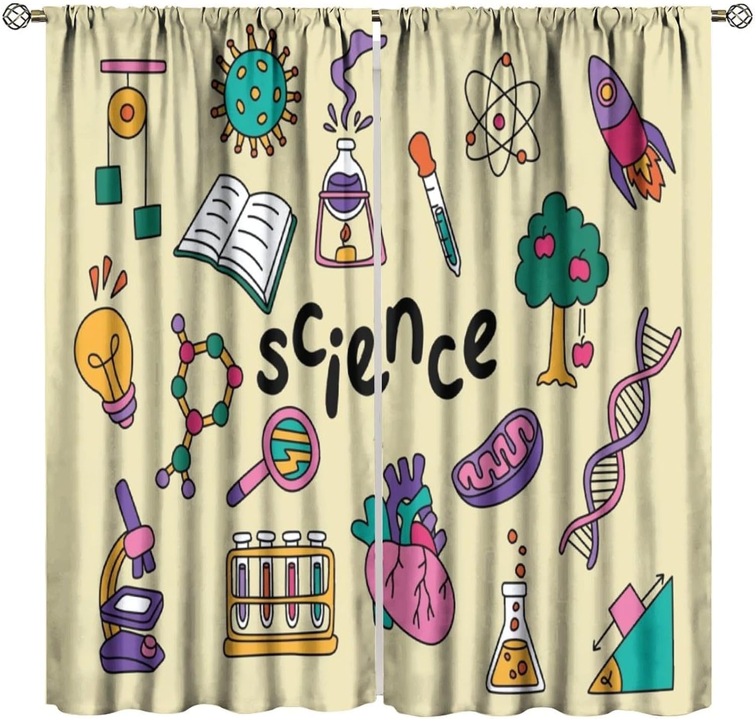 Science Nursery - Zasłony z motywem naukowym 2 szt.