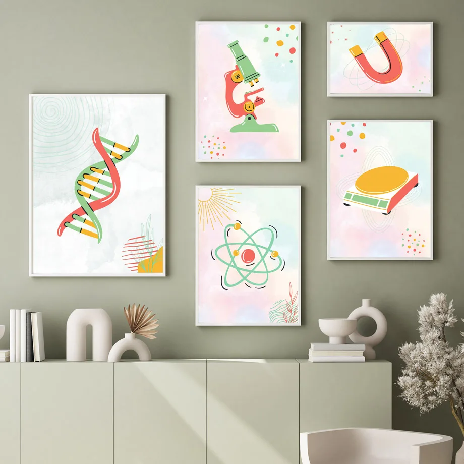 Science Nursery - Nauka Biologiczna Komórka Mikroskop DNA Plakaty